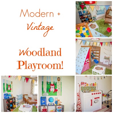 Modern and vintage elements combine in this DIY woodland playroom!